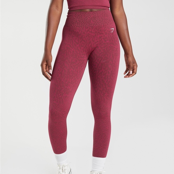 Gymshark Pants - Gymshark Adapt Animal Seamless Leggings - Reef | Cherry Brown